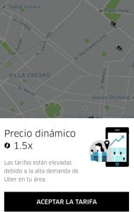 Te enseñamos como muestra la aplicación de Uber la tarifa Dinámica