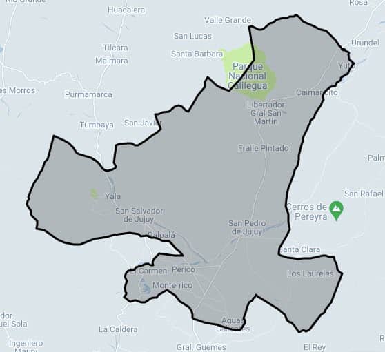 Mapa que abarca Uber San Salvador de Jujuy