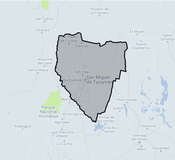 Mapa que abarca Uber Tucumán